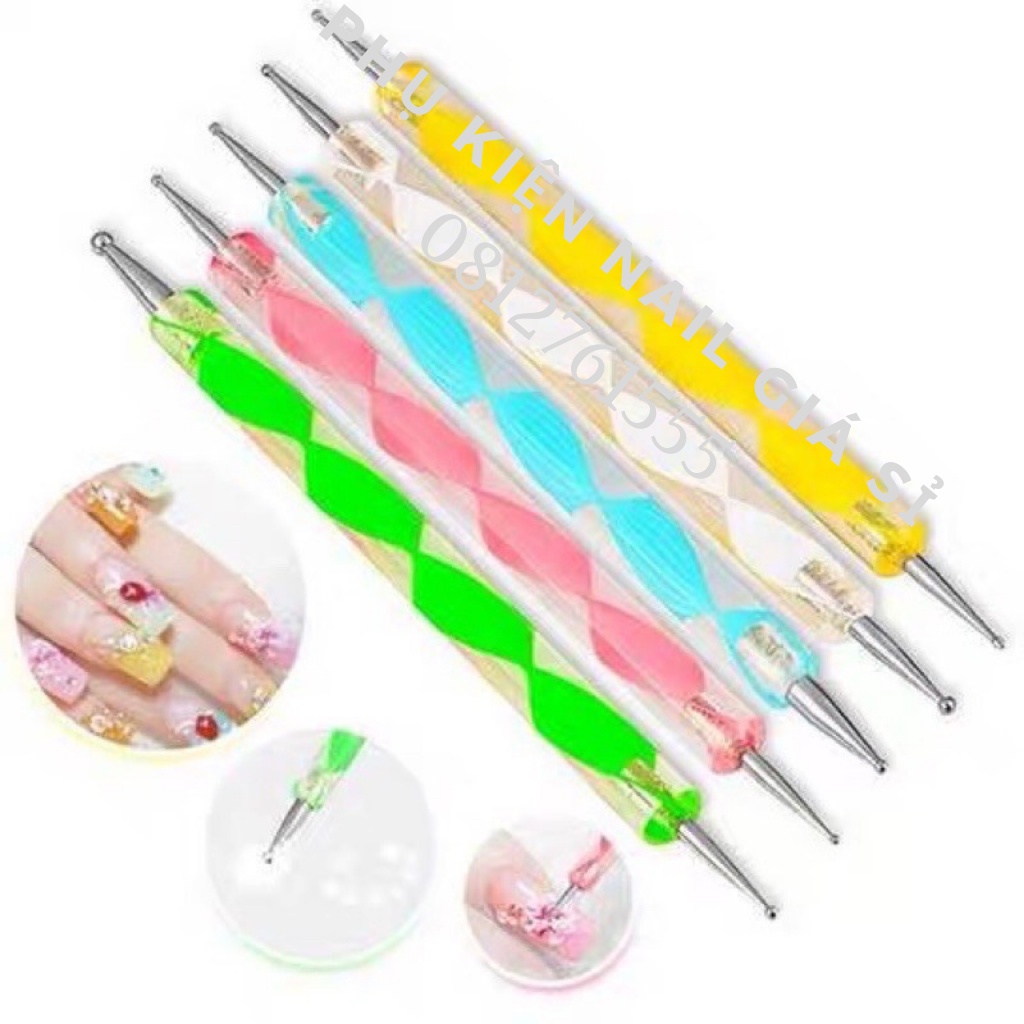 Bút chấm bi nail vẽ móng, Cọ chấm bi đủ size Set 5 cây