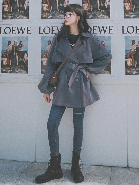 [có video/ảnh thật]Áo gió áo khoác thu đông dạng ngắn phong cách hàn quốc màu xám cao cấp [ORDER 10-19 NGÀY] | BigBuy360 - bigbuy360.vn