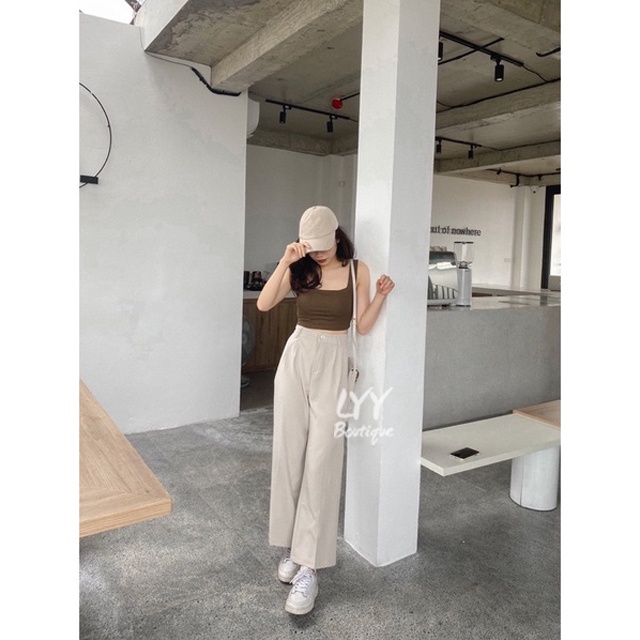 Áo croptop 2 dây bản to có sẵn đệm mút ngực freesize 3 mày chất đẹp LYY BOUTIQUE