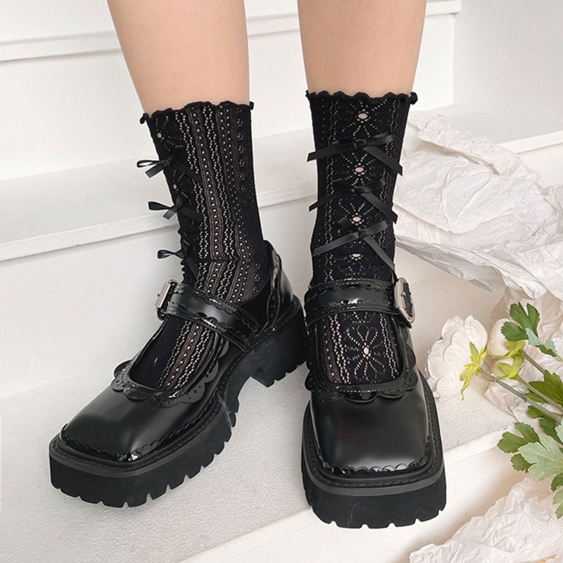 Xixi Vớ Ren Hoa Mỏng Đính Nơ Phong Cách Lolita Nhật Bản Ngọt Ngào Cho Nữ