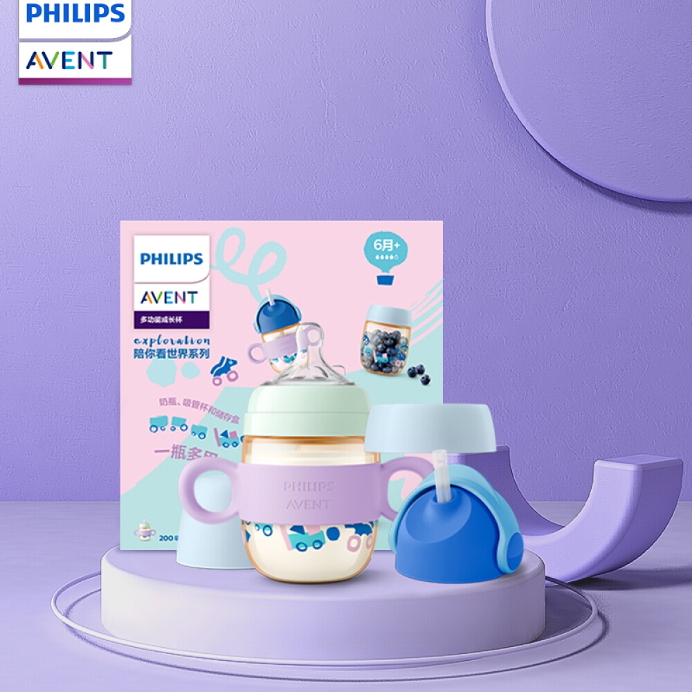 Bình Uống Nước Philips Avent PPSU Có Ống Hút Chống Rò Rỉ Chống Nghẹn Có Tay Cầm Tiện Dụng Cho Bé