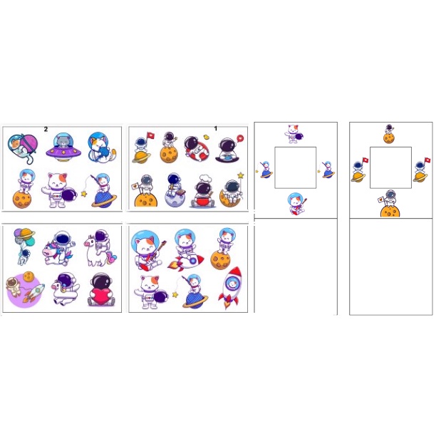 sticker phi hành gia cắt rời size to SCI43 có bao giấy cute dễ thương bullet journal