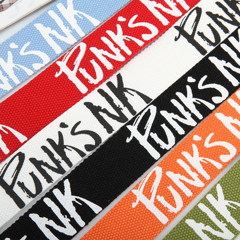 Thắt Lưng Vải In Chữ Tiếng Anh Phong Cách Hàn Quốc