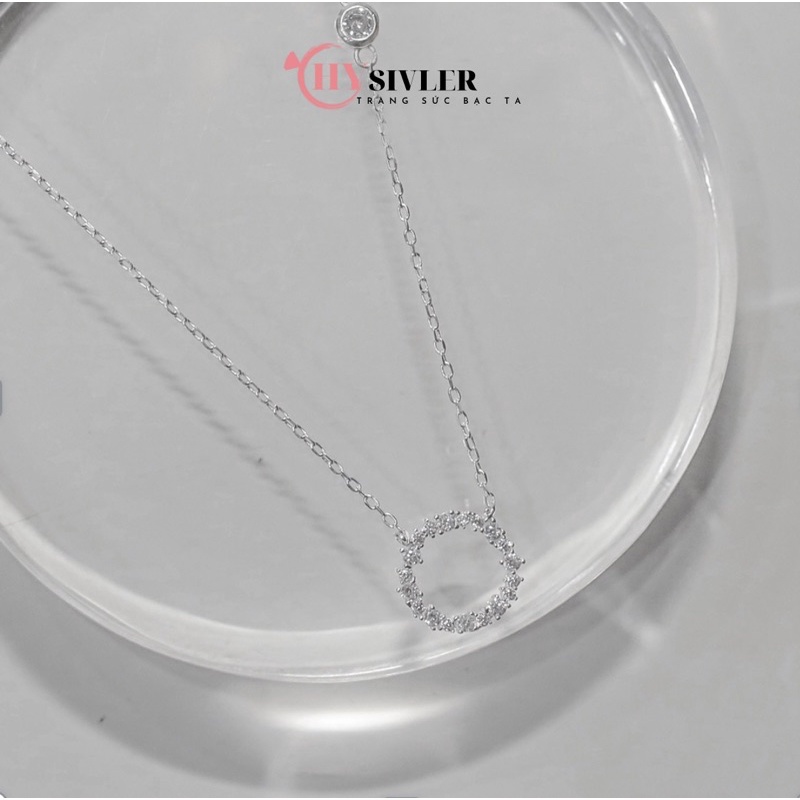 Dây chuyền bạc ta huyền thoại biển xanh mặt tròn nạm đá nữ tính dây chuyền nữ bạc thật