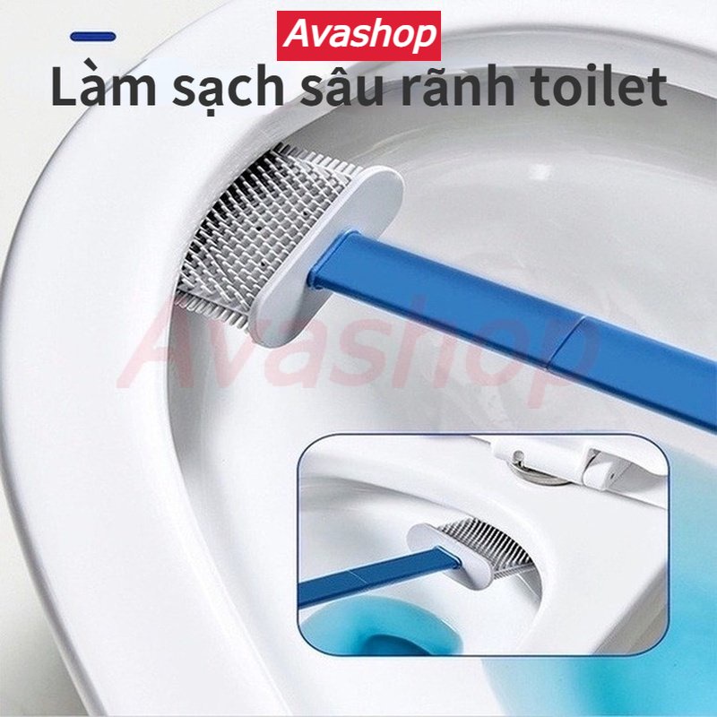 Chổi Cọ Nhà Vệ Sinh Bàn Chải Vệ Sinh Toilet Cán Dài 360 Độ° Set 3 Bàn Chải Silicone Dùng Vệ Sinh Nhà Tắm Tiện Dụng
