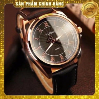 [UYTIN] Đồng hồ nam Yazole 336 dây da (Viền vàng) - CHÍNH HÃNG