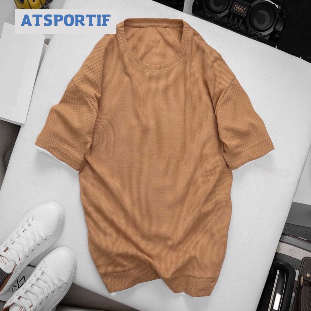 Áo Phông Nam Thể Thao Chất Cotton Tổ Ong 4 Màu Phối Viền Trẻ Trung