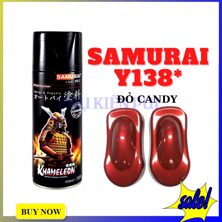 Chai Sơn Xịt Xe Máy Màu Đỏ Candy Chính Hãng Samurai Y138*