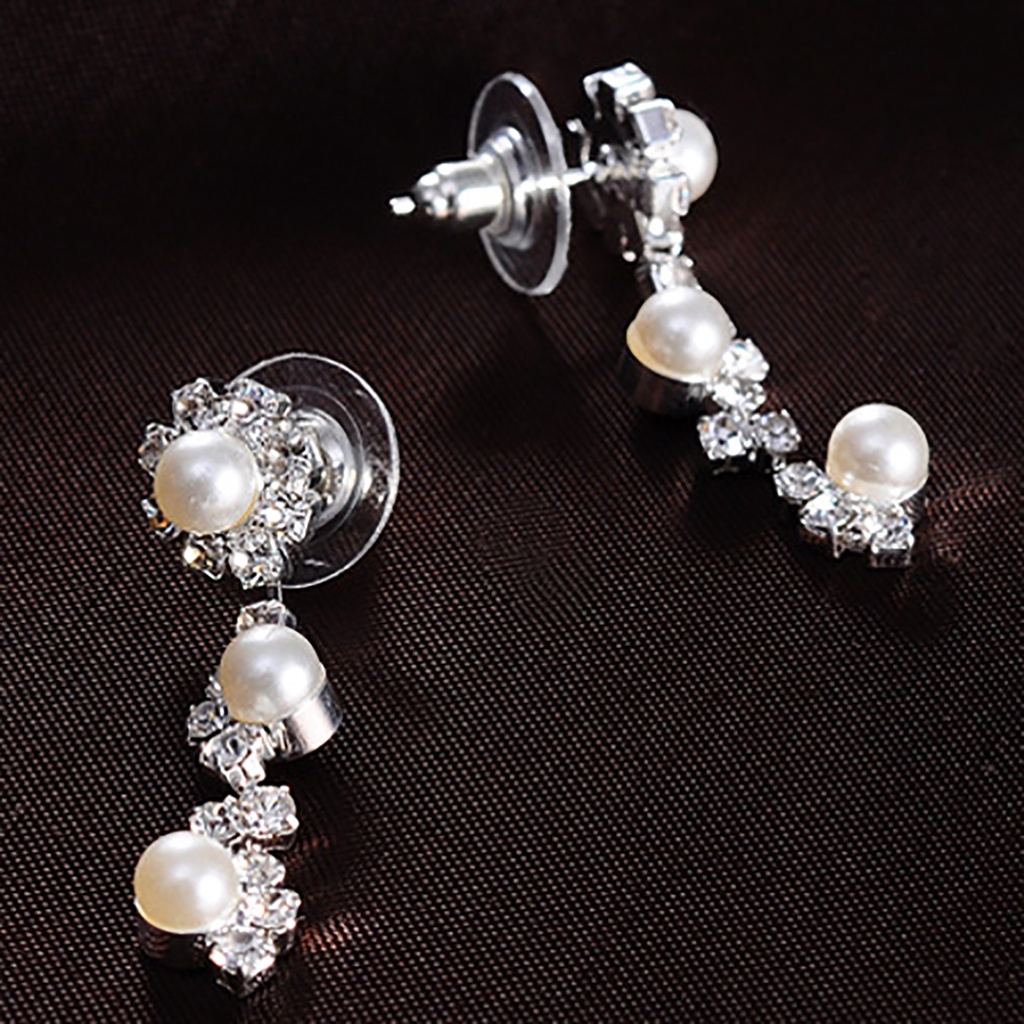 Bộ dây chuyền khuyên tai thiết kế đính đá quý nhân tạo thanh lịch sang trọng quý phái dành cho nữ