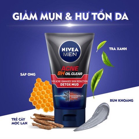 Sữa Rửa Mặt Kiểm Soát Nhờn & Giảm Mụn, Sáng Da, Mờ Thâm Cho Nam Giới Nivea Men