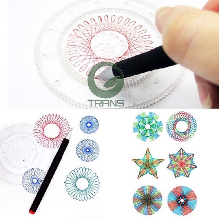 Bộ Thước Vẽ Họa Tiết, Hoc Vẽ Sáng Tạo Spirograph No:2143