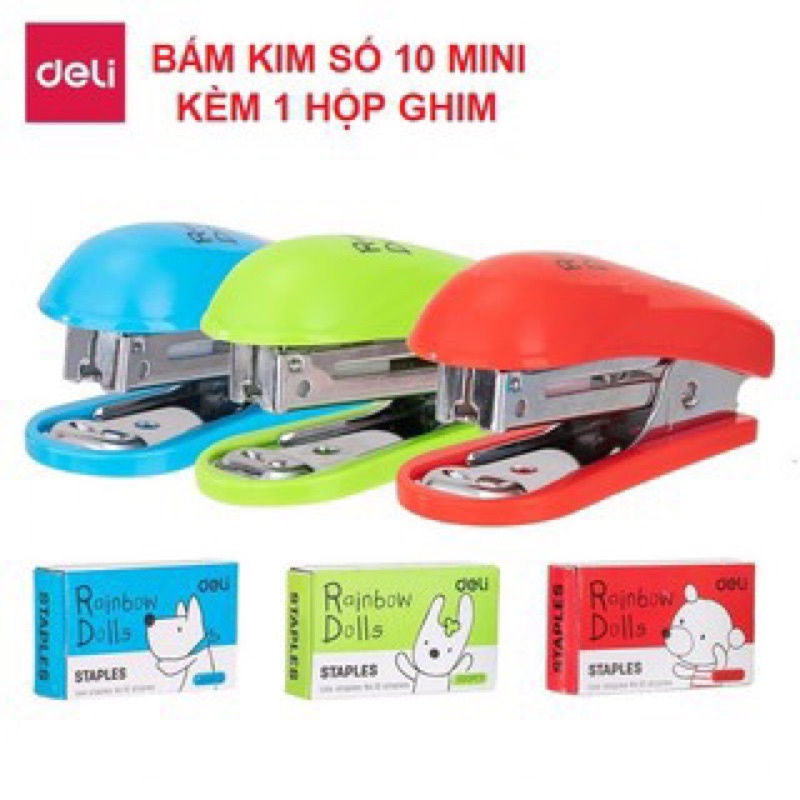 Bấm Kim Số 10 Deli Mẫu Thú Dễ Thương Kèm Hộp Kim