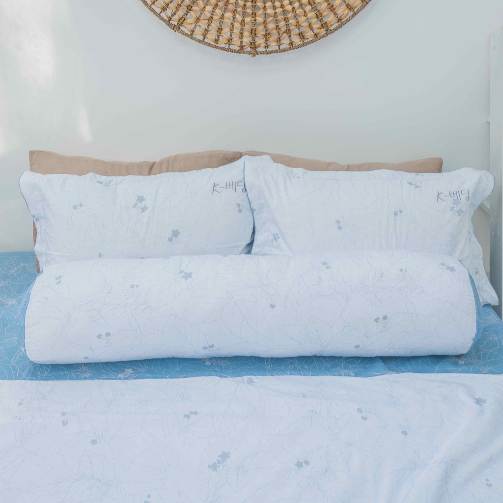 Bộ ga giường MicroTencel xanh phối trắng K-bedding KMTP106 (4 món)