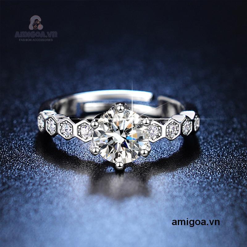 Nhẫn Bạc 925 Đính Đá Zircon Thời Trang Có Thể Điều Chỉnh Cho Nữ