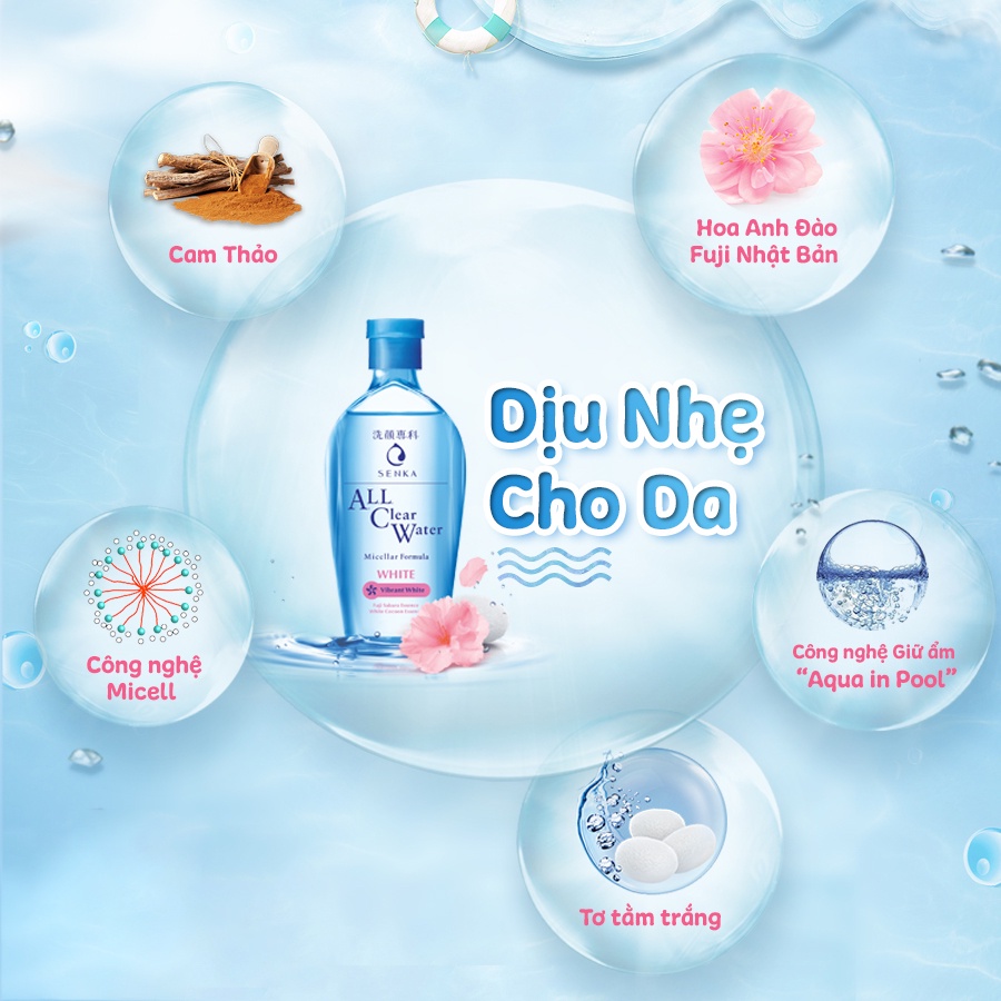 Nước tẩy trang dưỡng trắng Senka All Clear Water Micellar Formula White 230ml