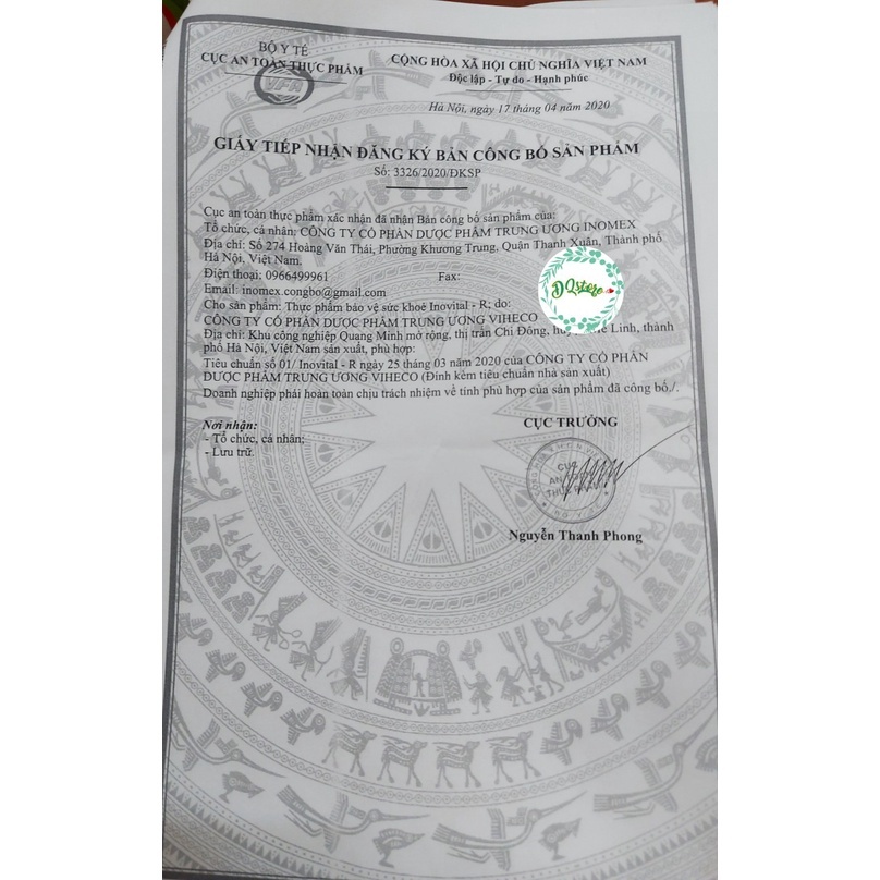 INOVITAL-R_Hỗ trợ  tăng sức đề kháng,tăng cườn sức khỏe