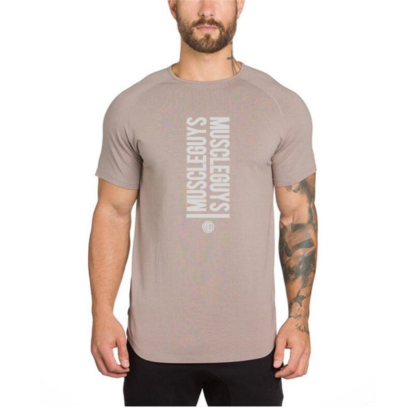 Áo Thun Cotton Raglan Cổ Tròn Thoáng Khí Định Hình Cơ Thể Cho Nam