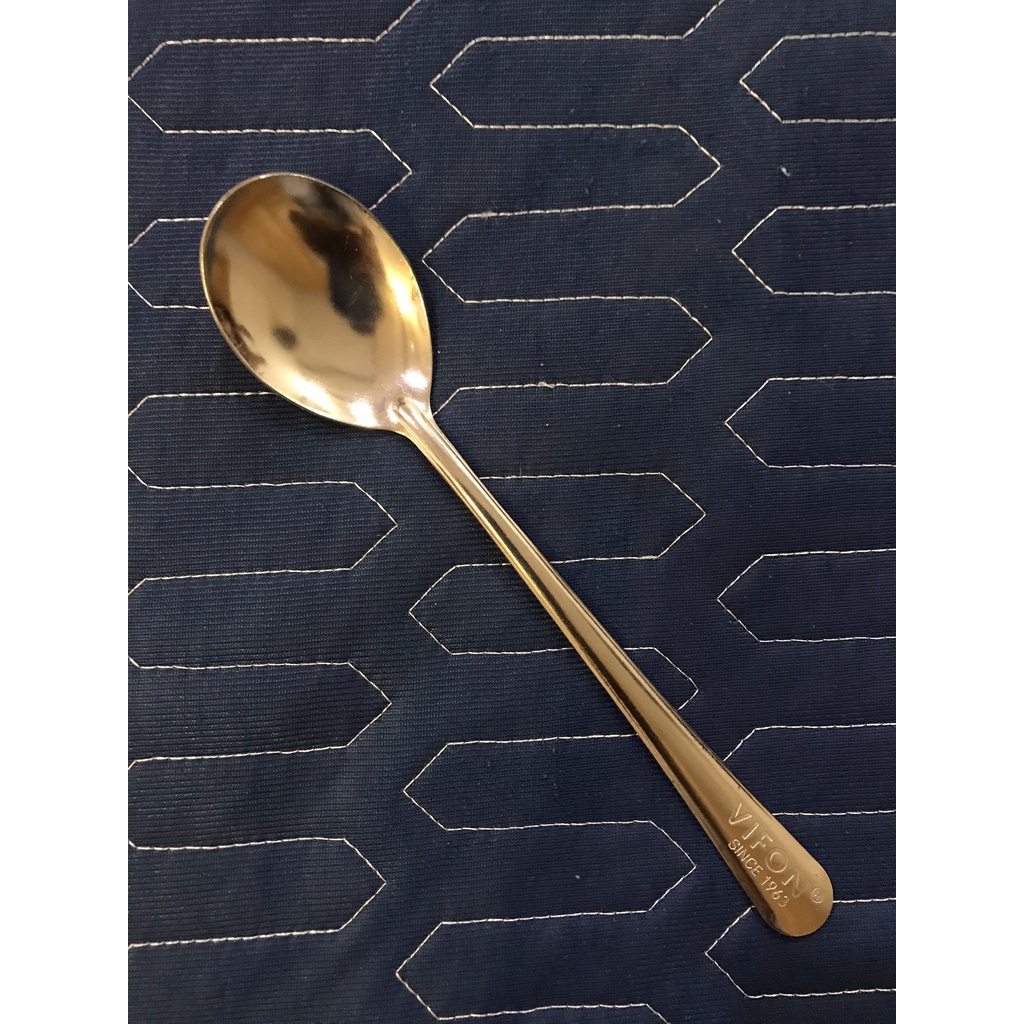 Thìa inox ăn cơm, cháo, súp cán dài đầu tròn dài 19cm Km Vifon