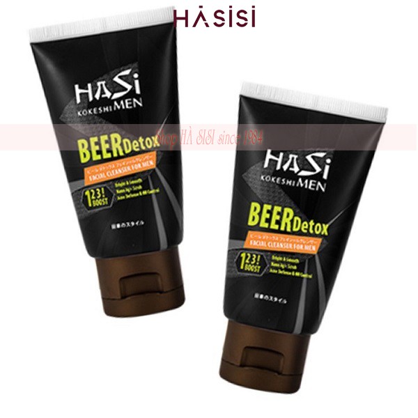 KEM RỬA MẶT THẢI ĐỘC VÀ LÀM SẠCH SÂU CHO NAM HASI - BEER DETOX FACIAL CLEANSER FOR MEN