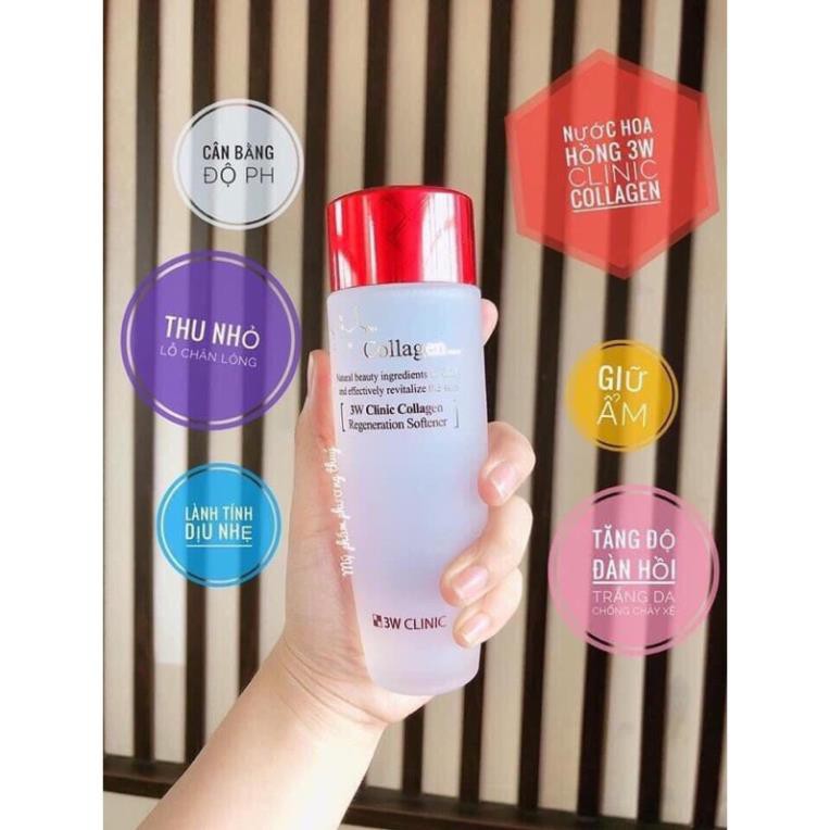 Nước Hoa Hồng Tái Tạo Làm Sáng Da Chống Lão Hóa 3W Clinic Collagen 150ml