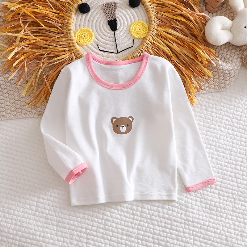 Áo Thun Tay Dài 100% Cotton Thoải Mái In Họa Tiết Hoạt Hình Dễ Thương Dành Cho Bé Trai Và Bé Gái 1-6 Tuổi