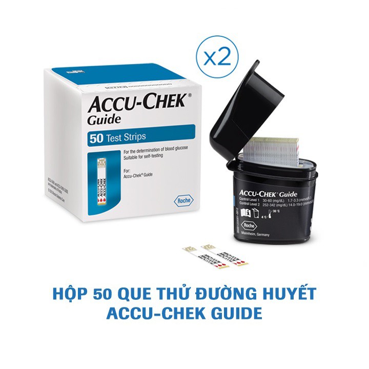 Combo 2 hộp que thử đường huyết Accu-Chek Guide 50 que/hộp