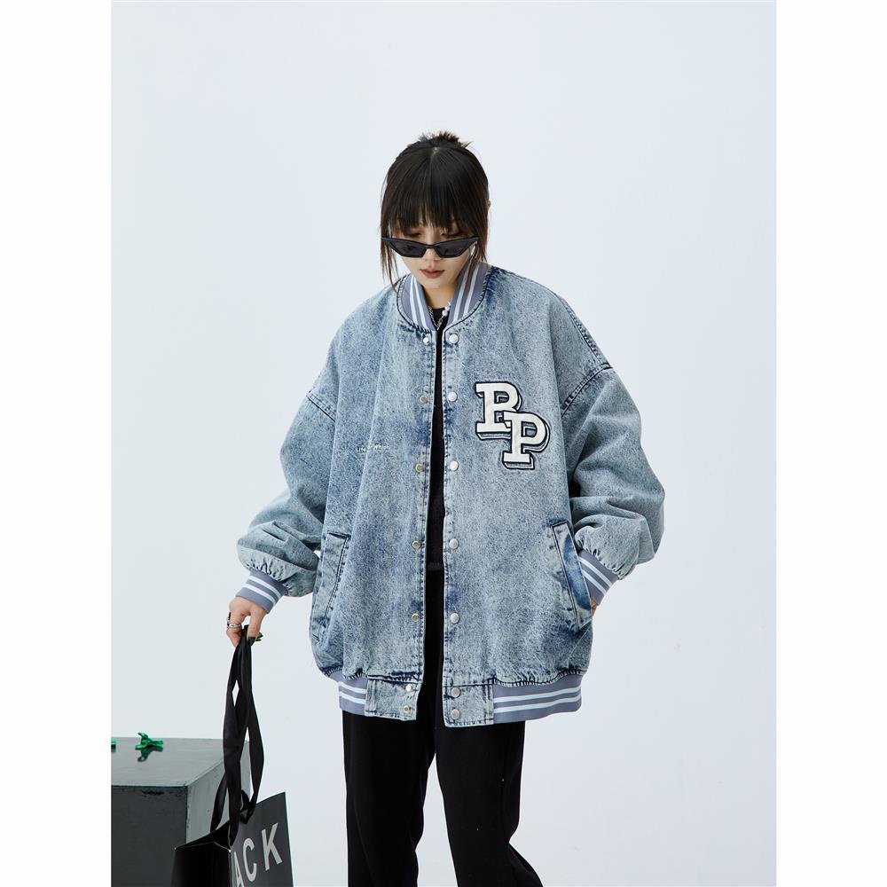 Áo Khoác Denim Nữ Dáng Rộng Thêu Hoa Phong Cách Mới