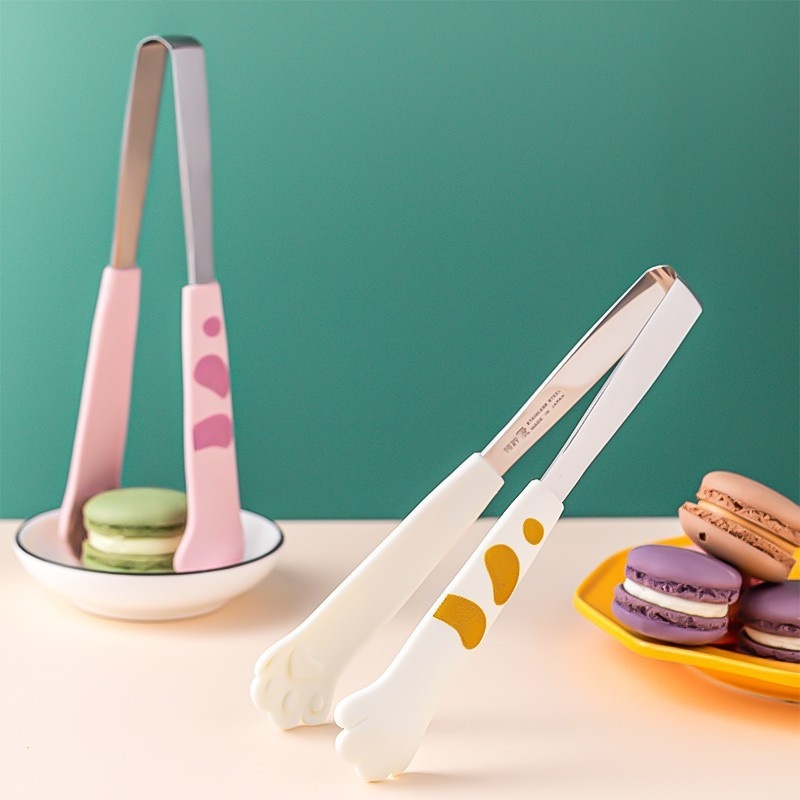 Kẹp Gắp Thức Ăn/Nước Đá Hình Dấu Chân Mèo Dễ Thương Bằng Thép Không Gỉ 12CM Cho Nhà Bếp