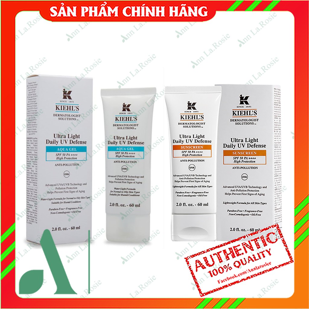 [Mã COS1904 giảm 8% đơn 300K] Kem chống nắng Kiehls ultra light daily spf 50 60ml