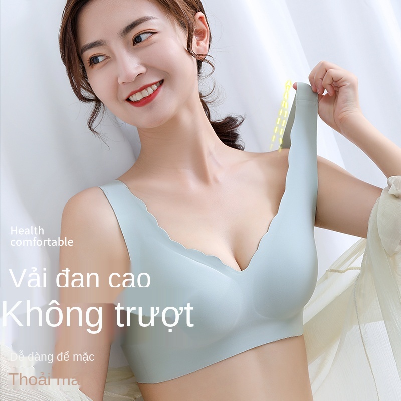 Đồ lót cao su Thái Lan nữ không dây ngực nhỏ gom áo liền thân thể thao mỏng mùa hè thu sữa