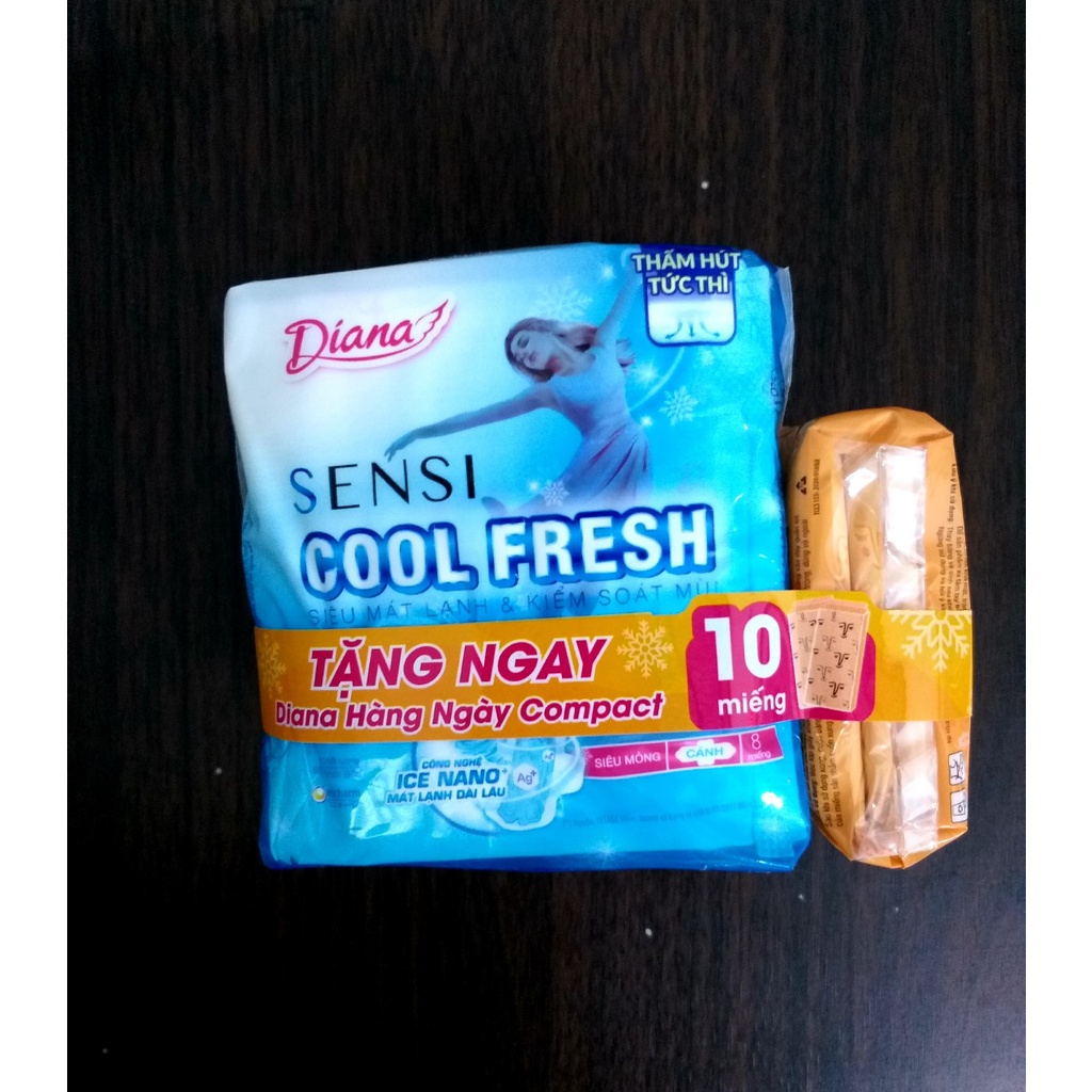 {6 TẶNG 3- COMBO 6 GÓI MỎNG CÁNH DIANA SENSI COOL FRESH TẶNG 3 GÓI HÀNG NGÀY COMPACT