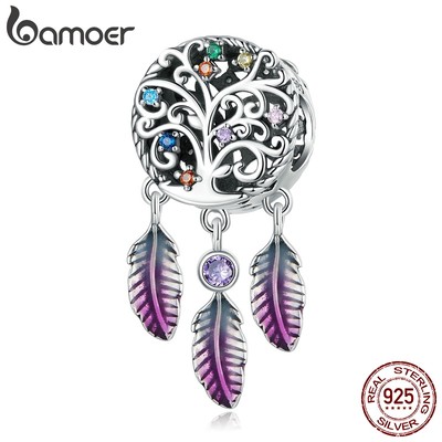 Mặt dây bằng Bamoer bạc 925 hình dreamcatcher độc đáo thời trang