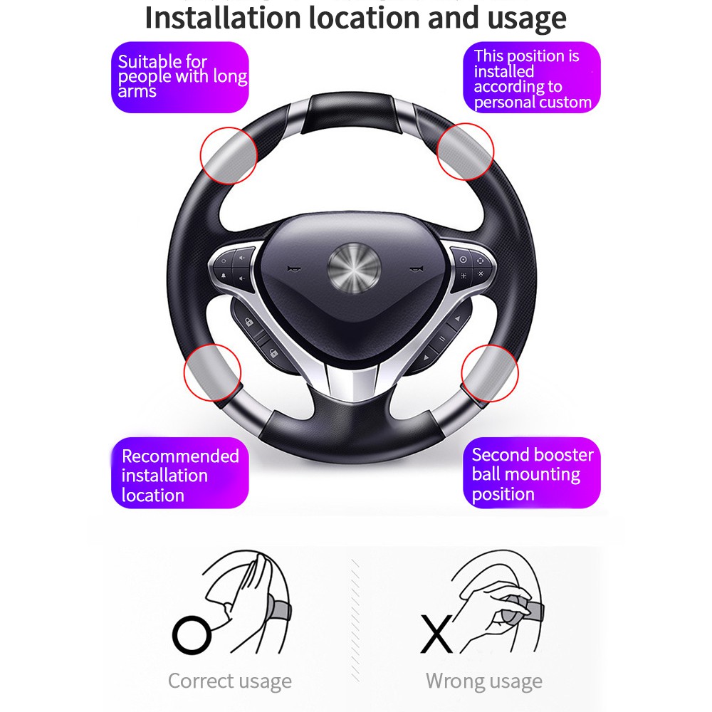 IN STOCK Universal Steering Wheel Spinner 360 Degree Auxiliary Steering Powerball Steering Spinner Knob