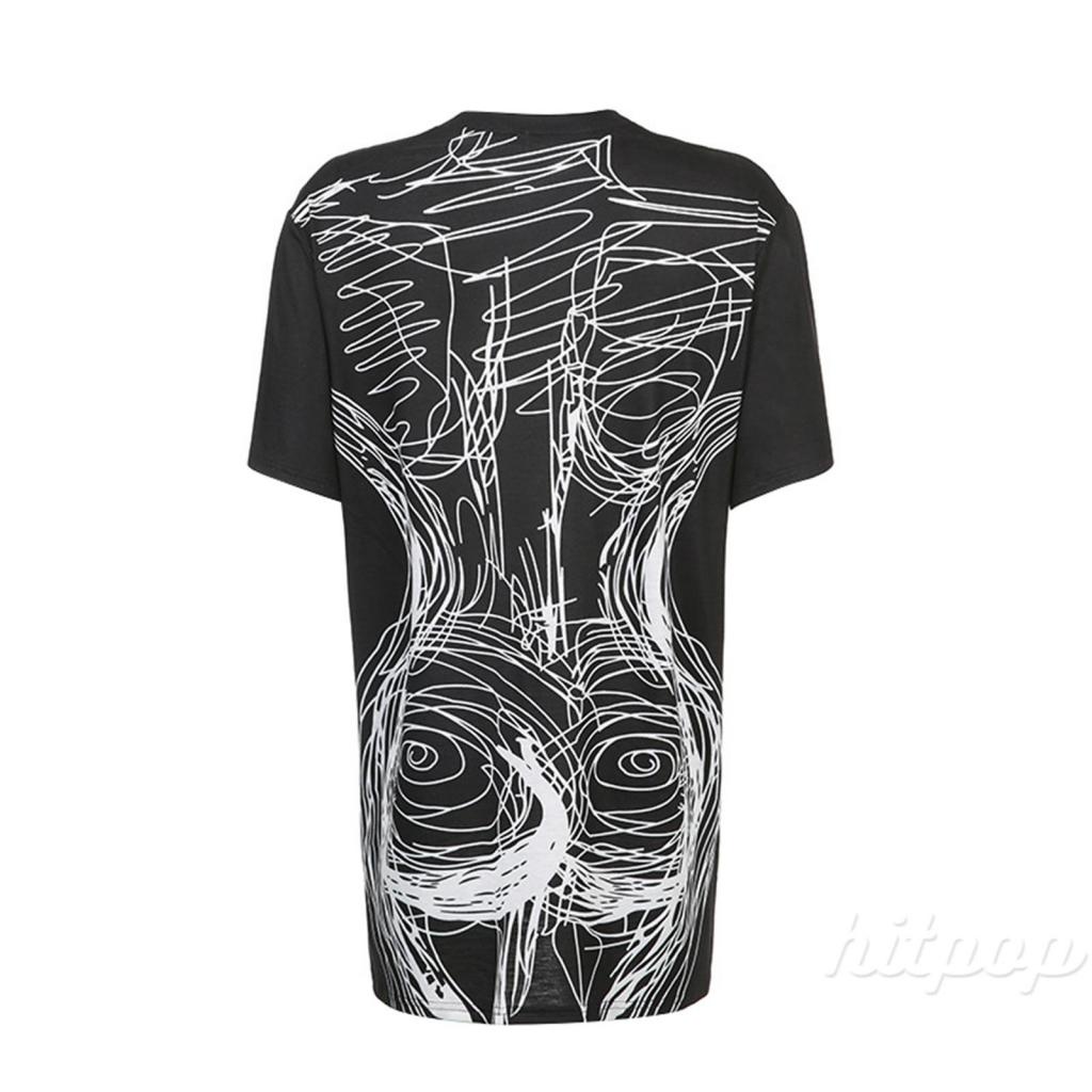 Hitpop-Women Long T-shirt Style Summer Dress, Round Neck Short Sleeve Print Pattern Casual Loose Fit One Piece Garment