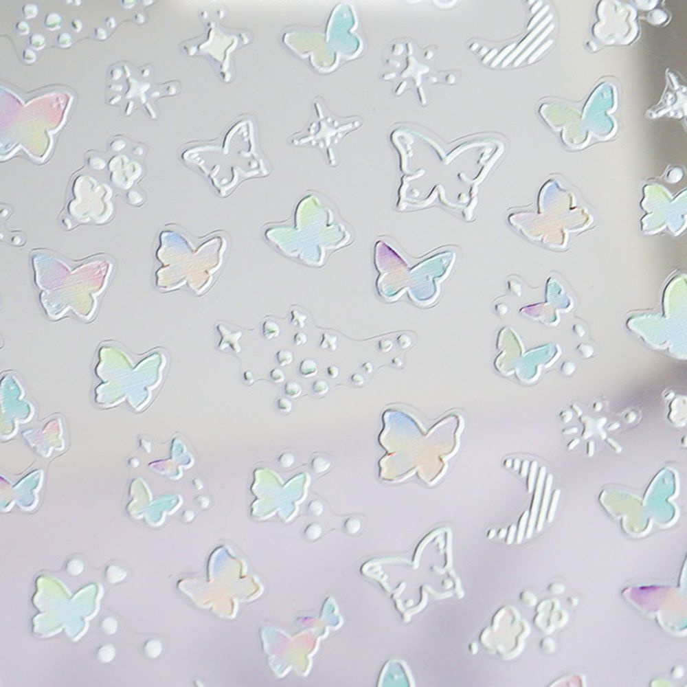 Miếng Dán Trang Trí Móng Tay Hình Bướm / Mặt Trăng / Ngôi Sao Màu Gradient Diy