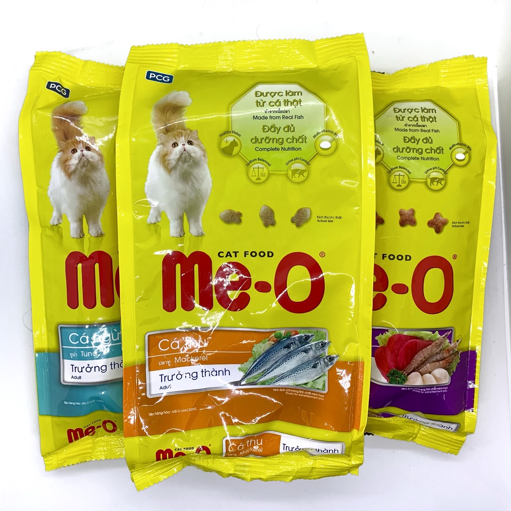 Thức ăn cho mèo lớn MEO đồ ăn hạt Me-o Adult vị hải sản, cá ngừ, cá thu gói 1.2kg - Huni Petshop