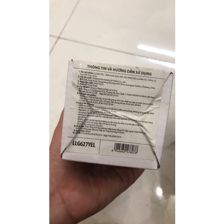 LLG627YELL-Bình nước thủy tinh chịu nhiệt Lock & Lock, 320ml, có họa tiết