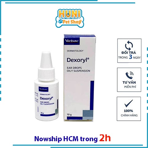 Chai Dung Dịch Nhỏ Viêm Tai Chó Mèo Virbac Dexoryl 10g - bảo vệ thú cưng khỏi viêm tai ve ghẻ - Huni petshop