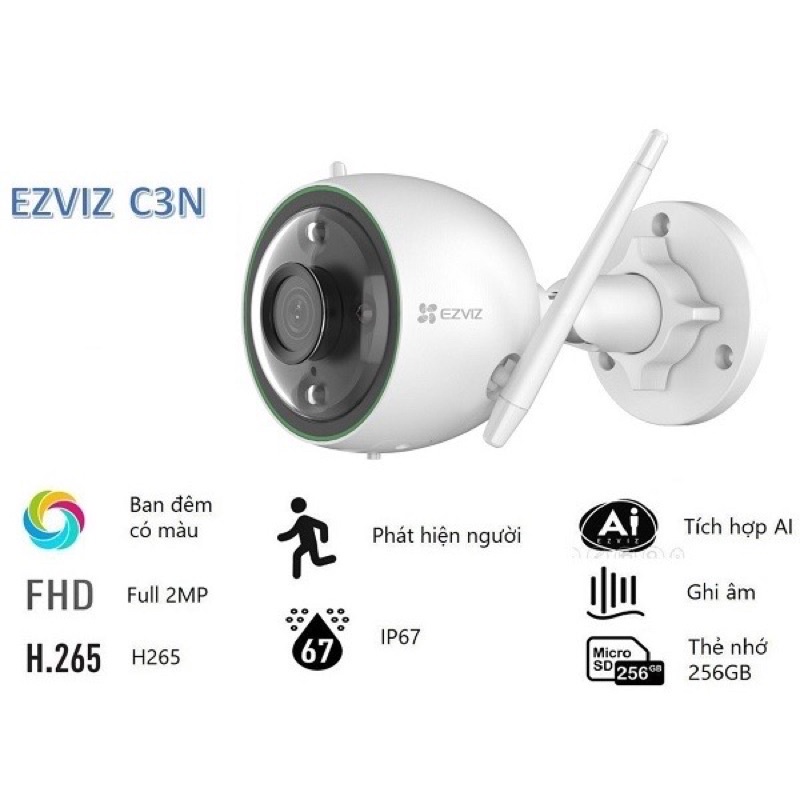 Camera Wifi ngoài trời Ezvit, chống nước, có hồng ngoại 1080