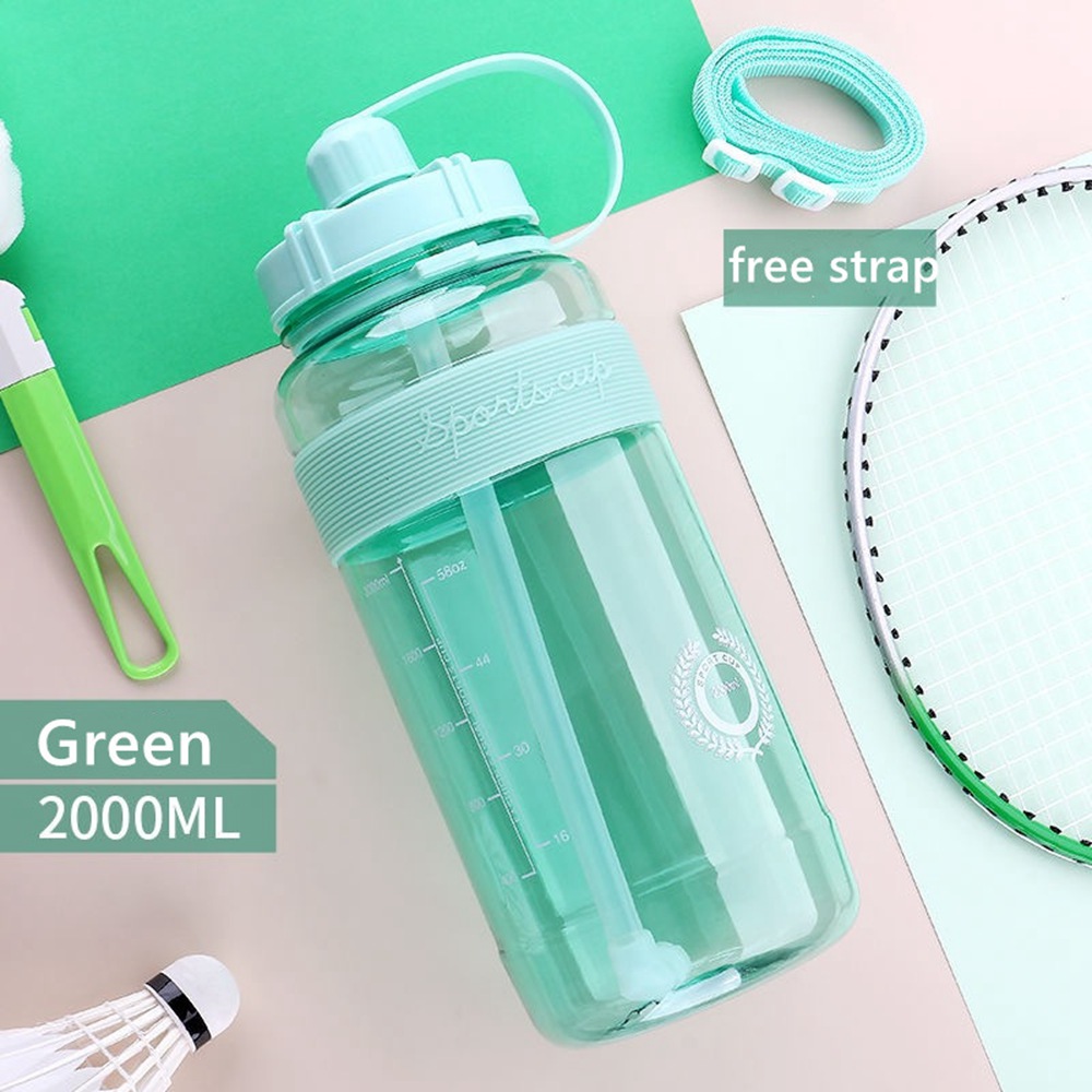 Bình nước dung tích 2000ml tích hợp ống hút