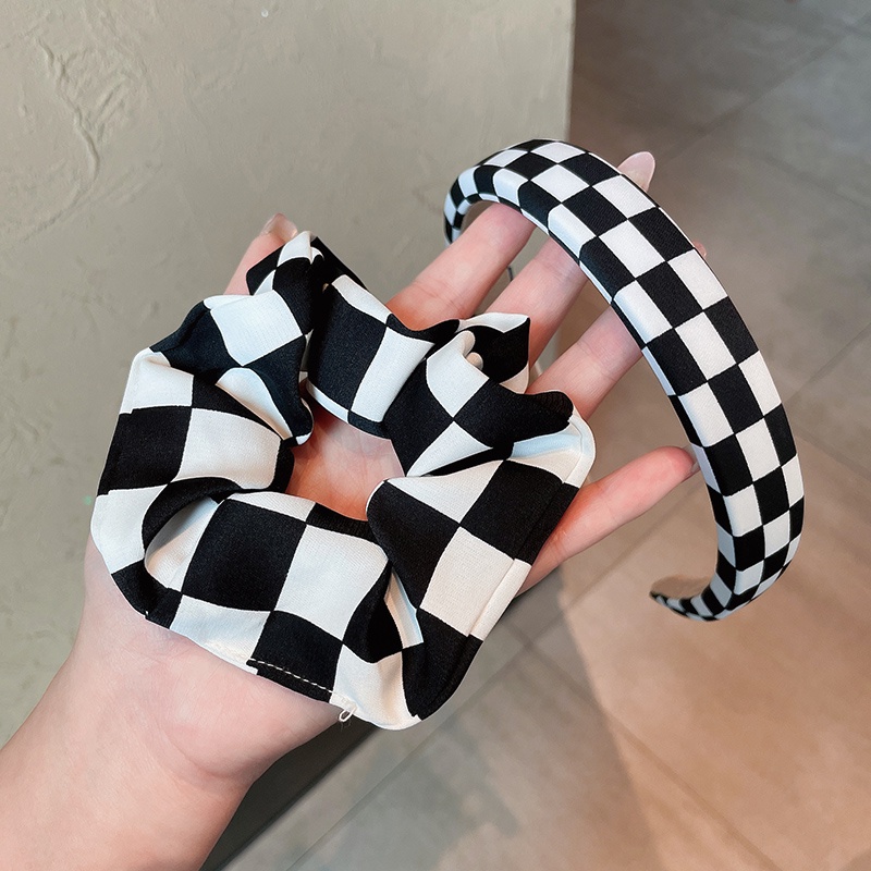 Dây buộc tóc bằng vải họa tiết sọc caro phong cách Hàn Quốc thời trang mùa hè độc đáo cho nữ