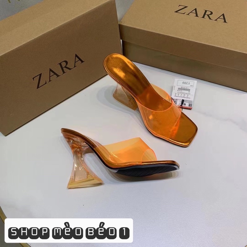 Guốc zara mica quai ngang gót loe xuất dư fullbox