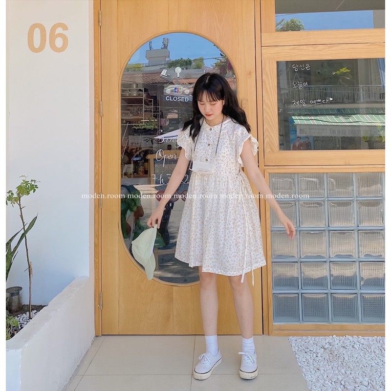 Váy babydoll hoa tiny nhấn eo moden.room