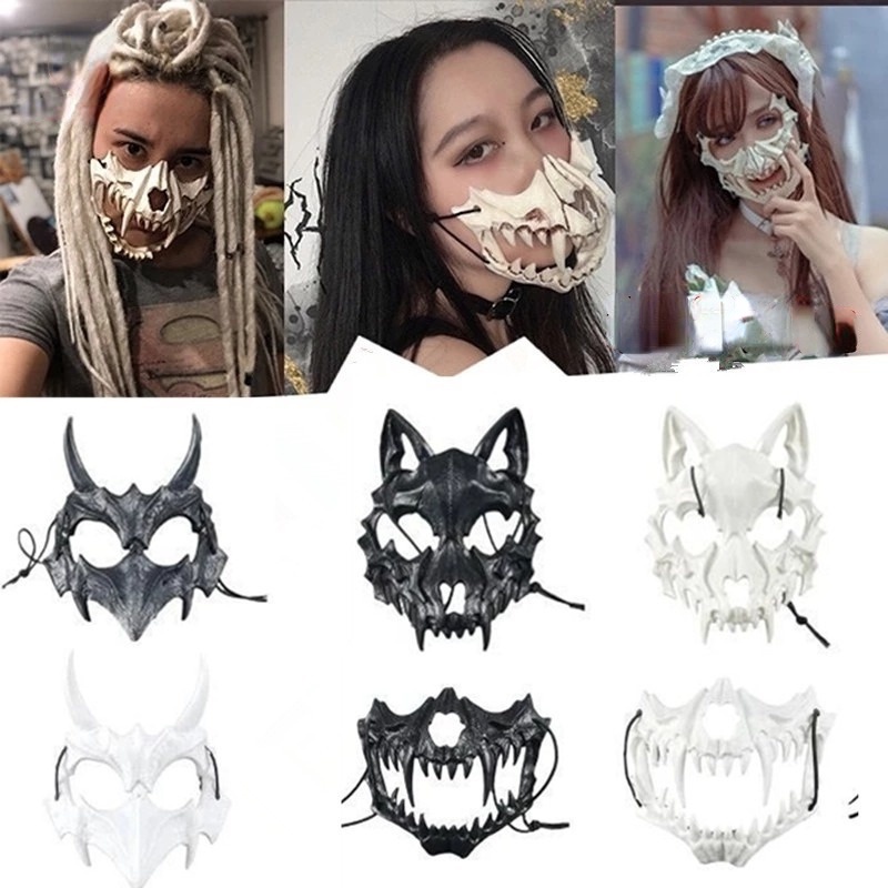 Mặt Nạ Hóa Trang Halloween Hình Đầu Lâu Hổ Độc Đáo