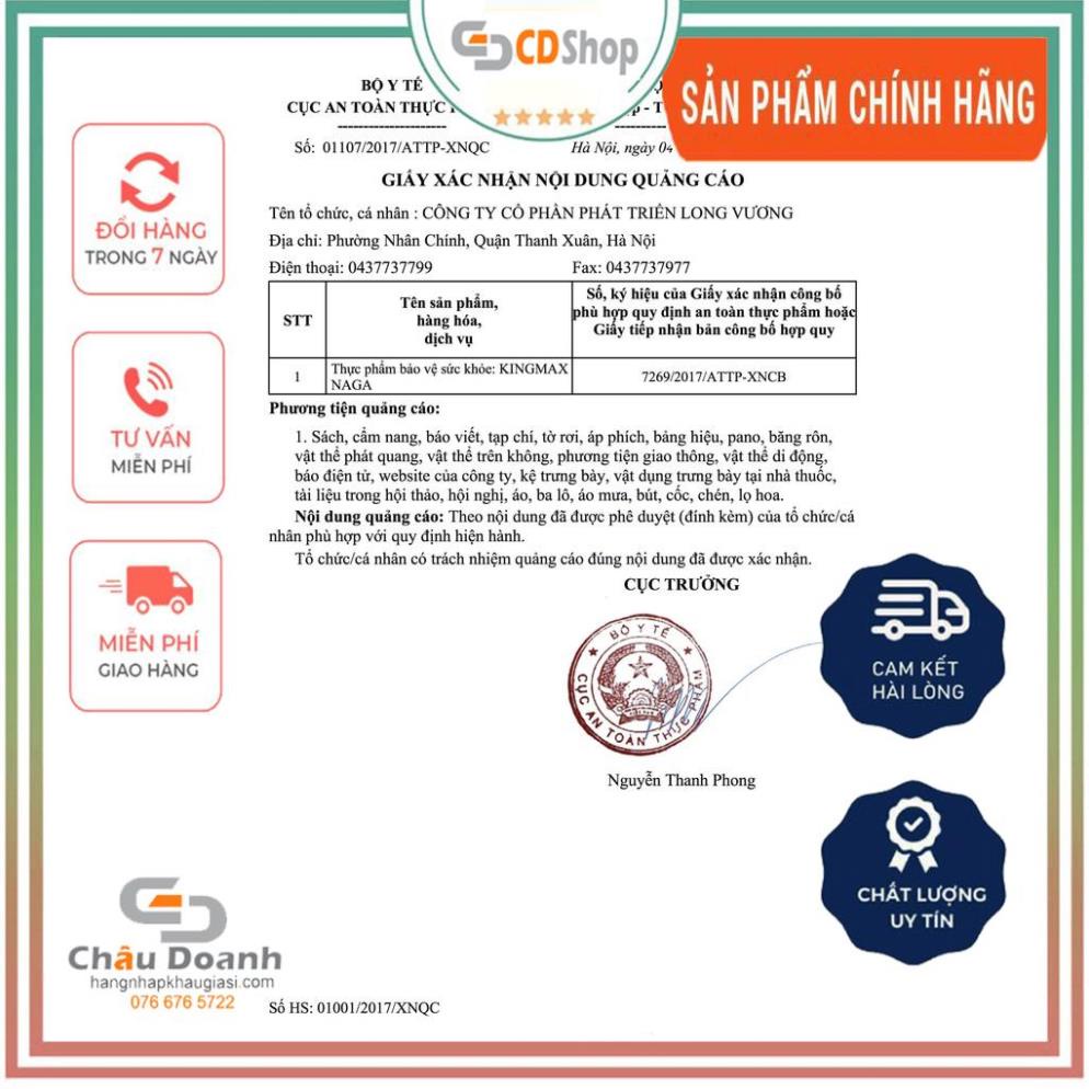 Hỗ Trợ Xuất Tinh Sớm Kingmax Naga  Lọ 20 Viên - Sản Phẩm Được Cấp Giấy Chứng Nhận Bộ Y Tế