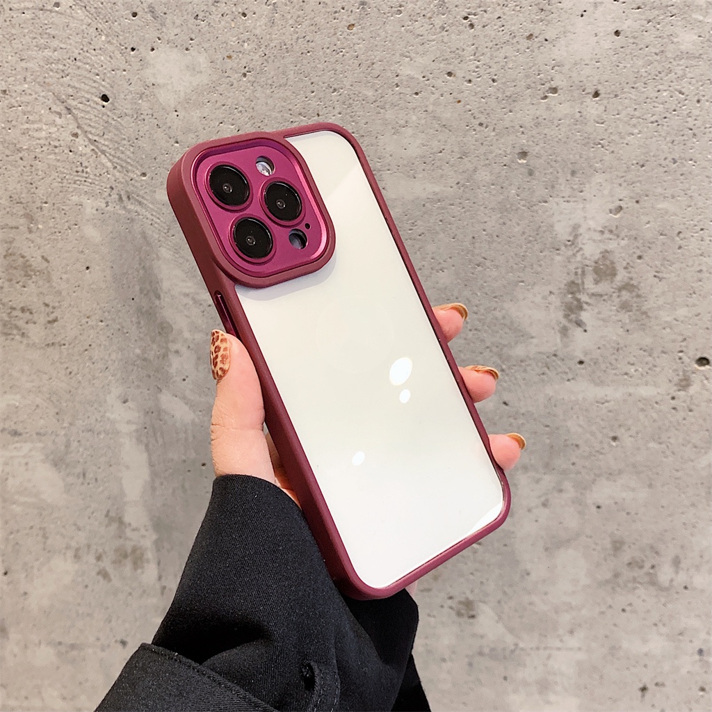 Ốp Điện Thoại Kim Loại Cứng Trong Suốt Chống Sốc Sang Trọng Cho iPhone 14 plus 13Pro 13 12 11 Pro Max