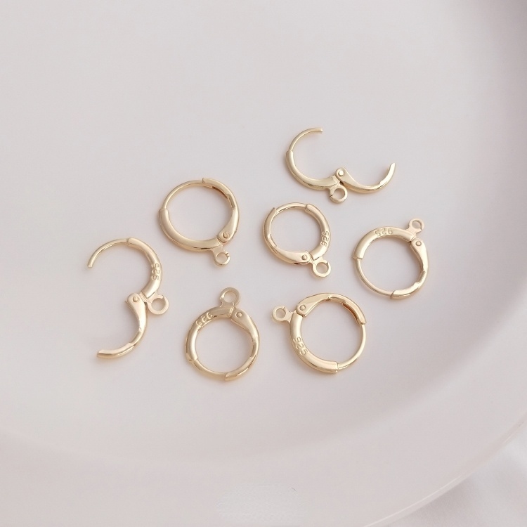 Khuyên Tai Dạng Móc Hình Tròn Bằng Đồng Mạ Vàng 925 14K diy Phong Cách Châu Âu