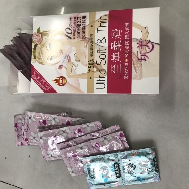 Bao cao su siêu mỏng nhiều gel bôi trơn 0.03mm nội địa Trung 102 bao Ultra Soft & Thin