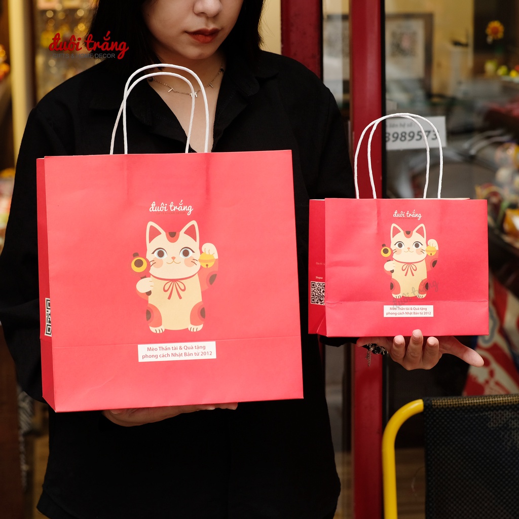 Túi giấy Mèo Thần tài tặng quà 180gsm - Giftshop Đuôi Trắng