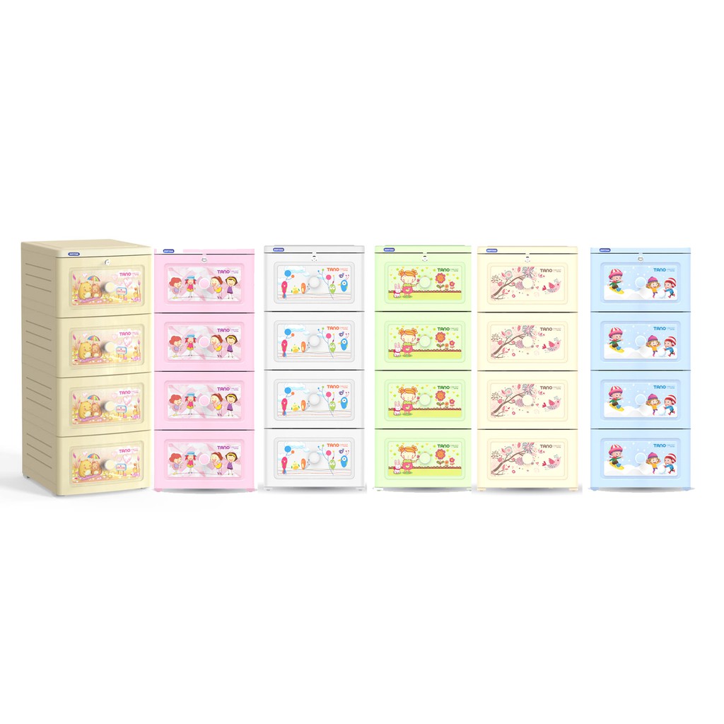 Tủ nhựa Duy Tân Tano 4 tầng, màu kem, hồng, trắng, dương, lá. Bền đẹp, nhựa cao cấp - Hàng chính hãng